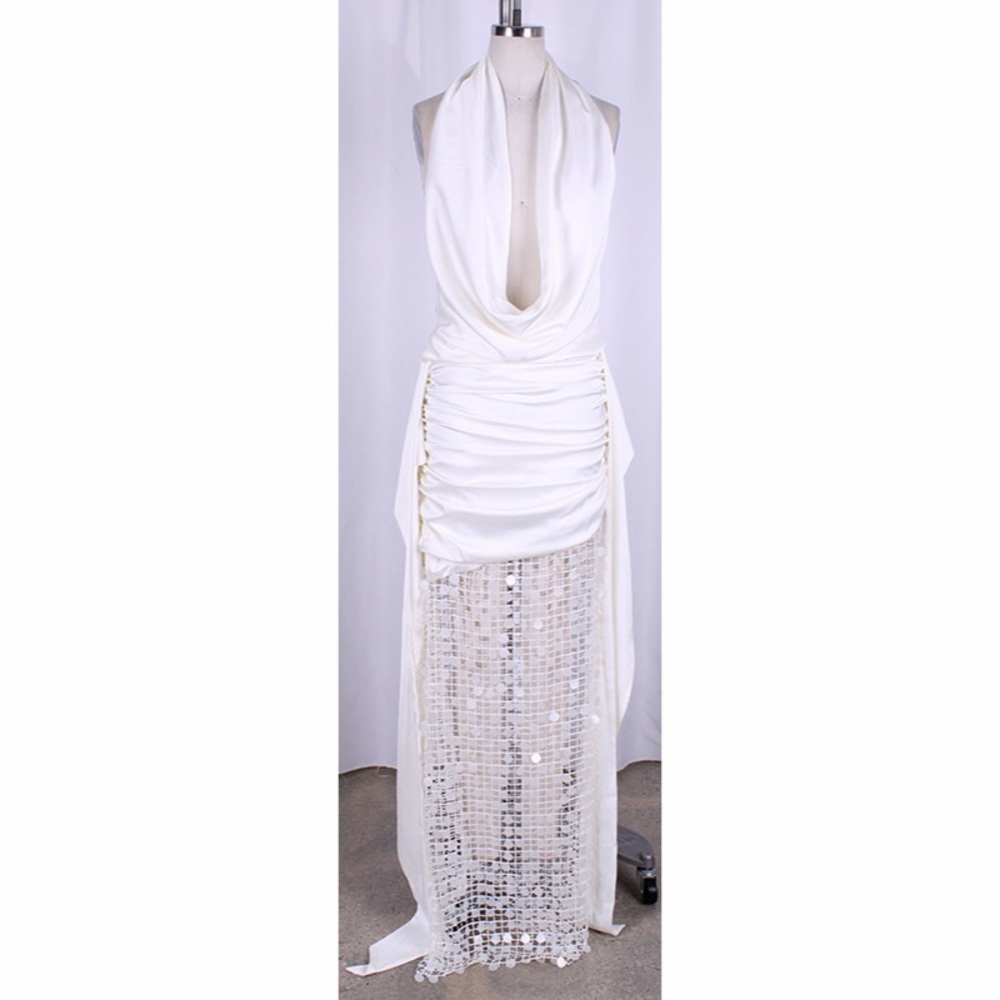 Satin & Sequins Crochet Maxi Skirt Set